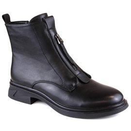 Bottines femme à talons plats avec fermeture éclair, isolées noires Filippo DBT4848