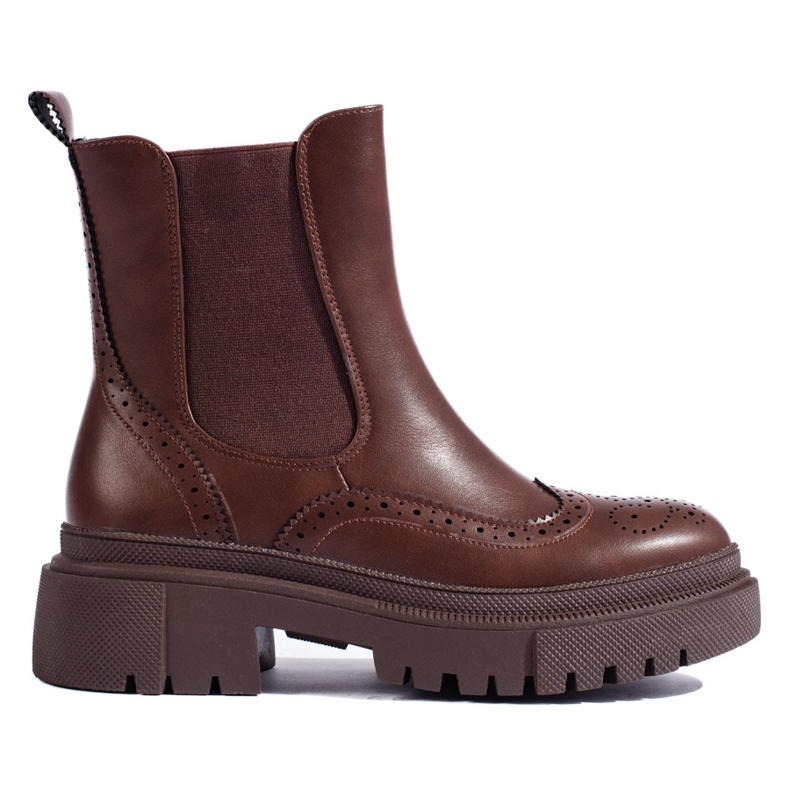 Bottines Chelsea ajourées marron Shelovet brun Bottines Chelsea ajourées marron Shelovet brun