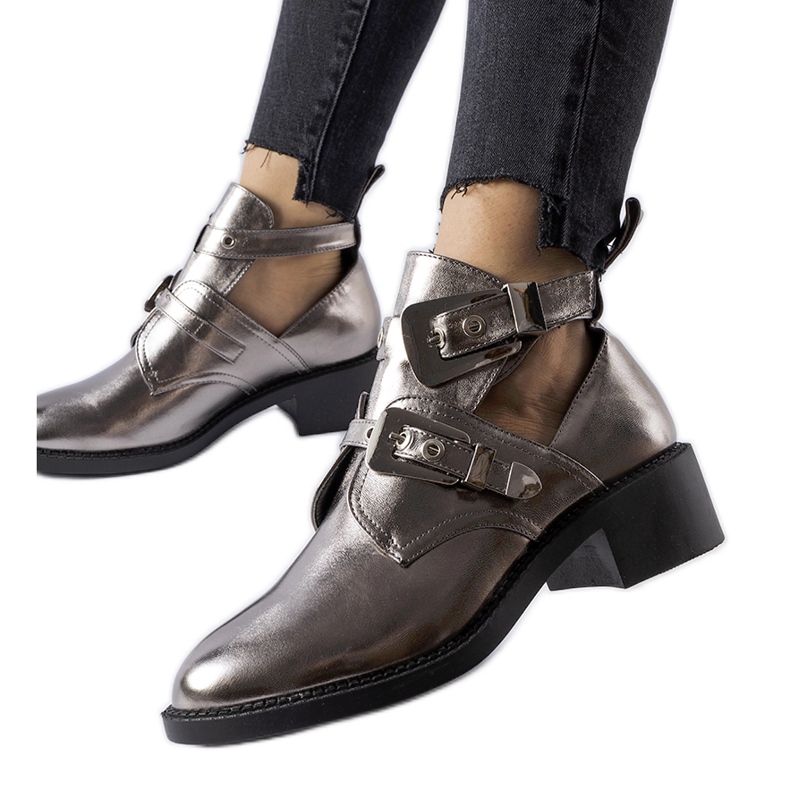 Bottines montantes métallisées foncées de Ritaldi argent