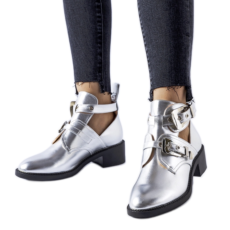 Bottines Ritaldi montantes métallisées brillantes argent Bottines Ritaldi montantes métallisées brillantes argent