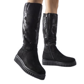 Bottes Piazzolla isolées en éco-suède camouflage noir le noir