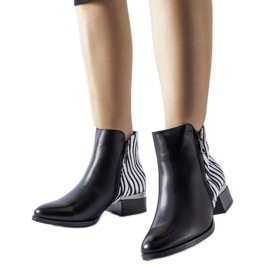 Bottines isolées noires à motif zèbre, Olindo le noir