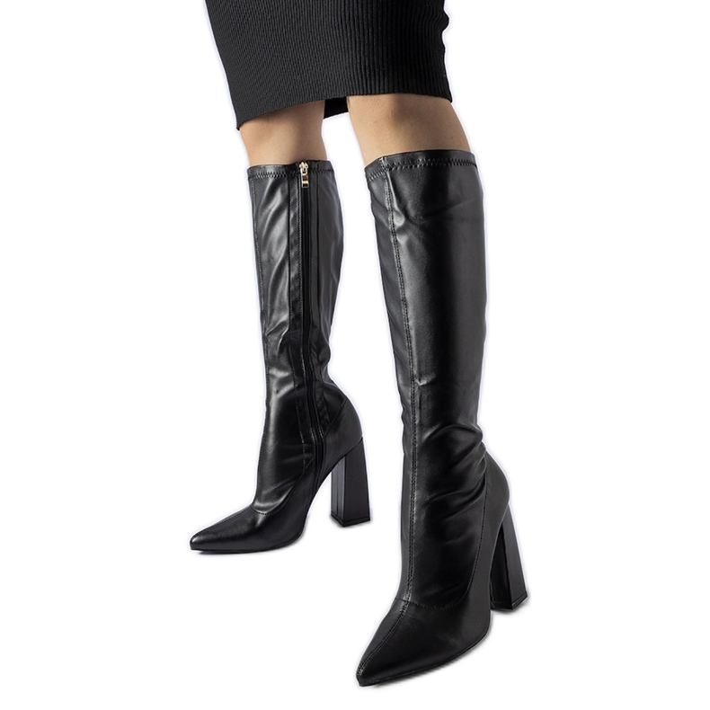 Bottes noires à talons hauts d'Abelino le noir