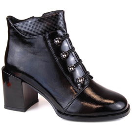 Bottines isolées en cuir verni pour femme, noir, Filippo DBT4891