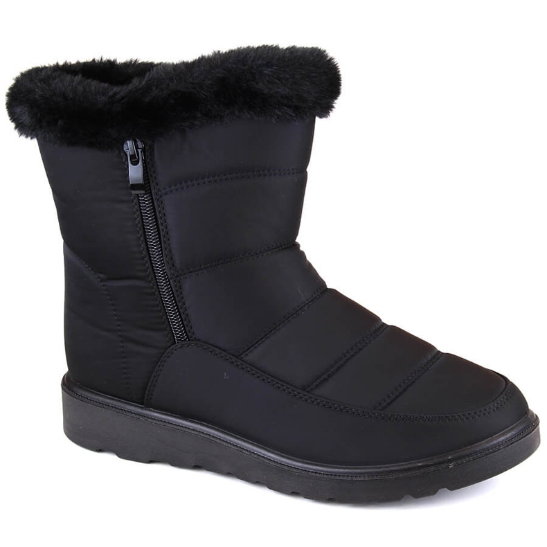 Bottes de neige isolées femme avec fourrure, noir Potocki PY16065 le noir