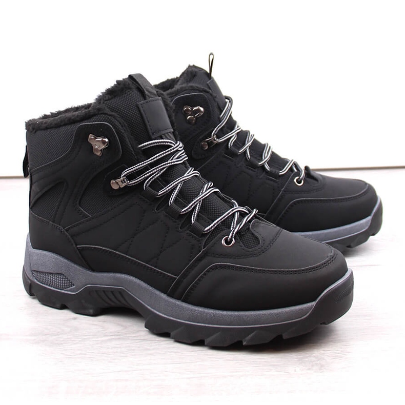 Bottes hautes d'hiver isolées pour hommes, noires le noir