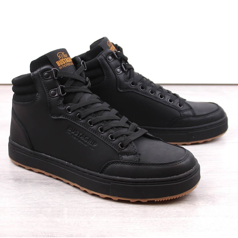 Chaussures de sport montantes en cuir pour hommes, noires Bustagrip le noir