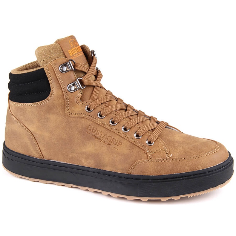 Bustagrip Chaussures de sport montantes en cuir pour hommes jaune Bustagrip Chaussures de sport montantes en cuir pour hommes jaune