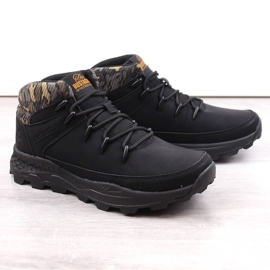 Bustagrip Chaussures de trekking montantes en cuir pour hommes, noires