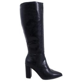 Iriss Bottines noires à talon grainé le noir