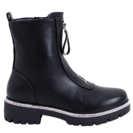 Teah Bottines noires avec zircons cubiques le noir
