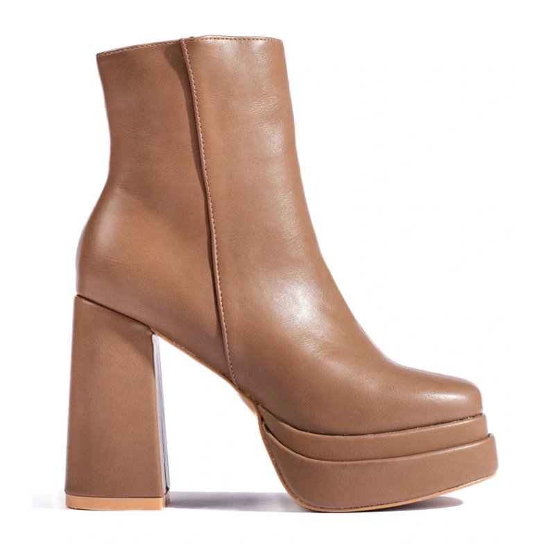 SHELOVET Bottines à talons beige foncé brun SHELOVET Bottines à talons beige foncé brun