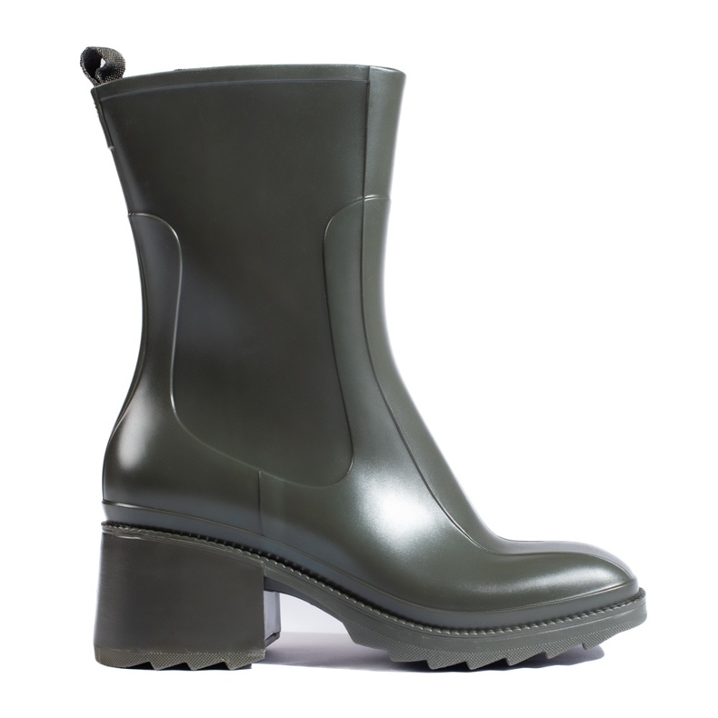 SHELOVET Wellington vert à talons hauts avec fermeture éclair