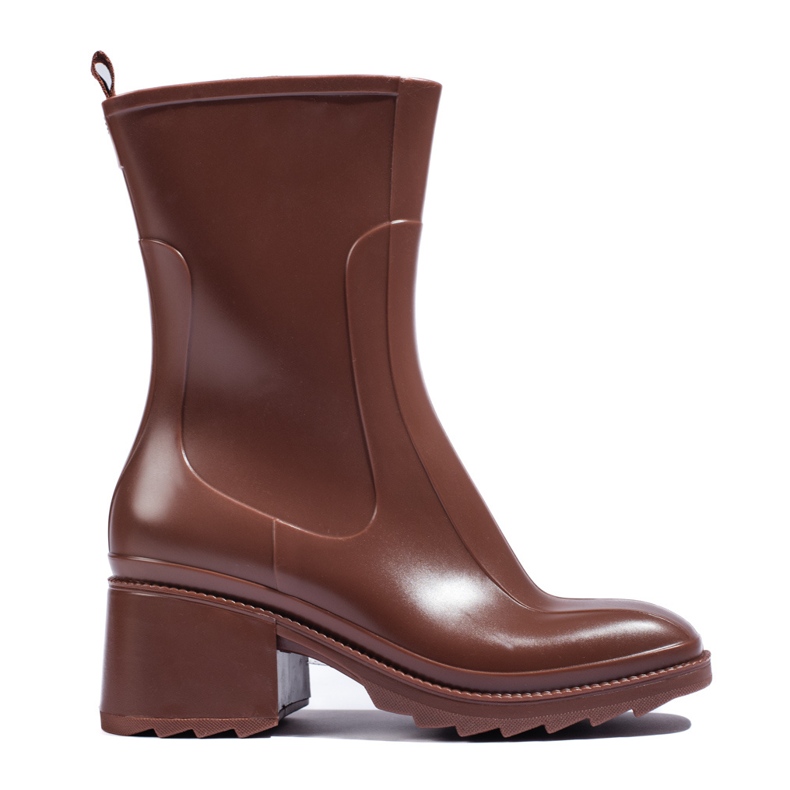 SHELOVET Wellington à talons hauts marron avec fermeture éclair brun