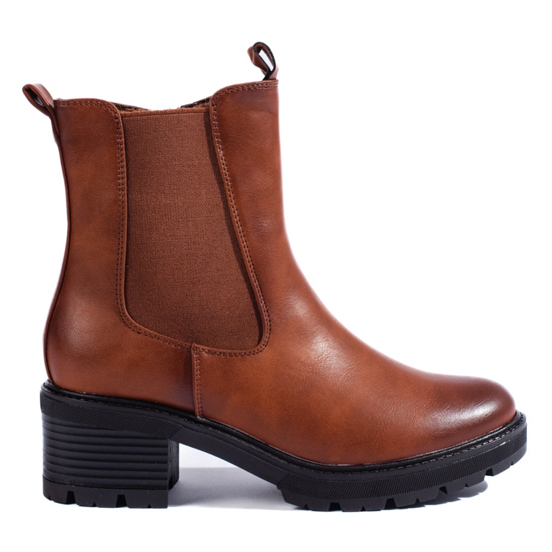 SHELOVET Bottines Chelsea femme marron brun