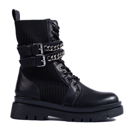 SHELOVET Baggies femme noires avec boucles