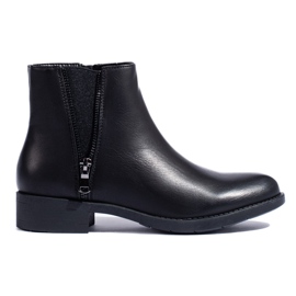 SHELOVET Bottines basses noires classiques avec fermeture éclair décorative