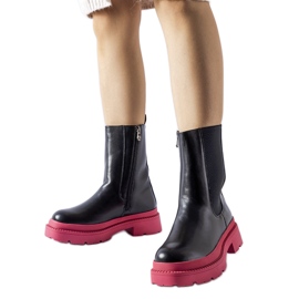 Bottines noires à semelle Garden rose