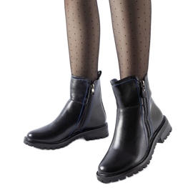 Bottines noires avec fil Nereo bleu décoratif