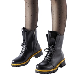 Bottes de travail noires avec décoration Elisabetta jaune le noir