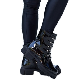 Bottines vernies noires avec strass Sfaranda