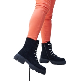 Bottines noires avec strass, éco-daim Sfaranda