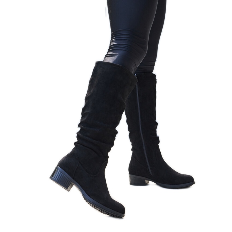 Bottines en éco-daim Angelico froissées noires le noir