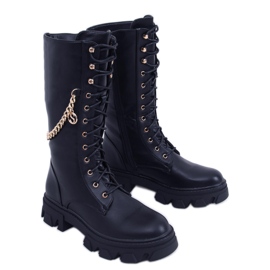Bottes cavalières femme avec chaîne Totah Noir