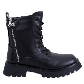 Ferger Bottines à lacets militaires noires