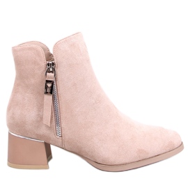 Leines Bottines à talons bas beiges