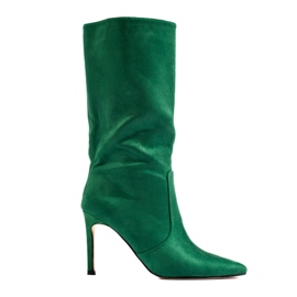 Bottines à talons en daim vert Shelovet