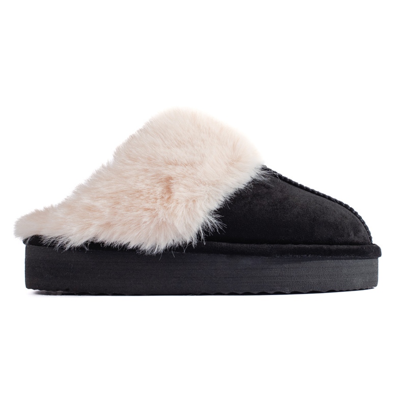 SHELOVET Peluches noires moelleuses sur une plate-forme le noir