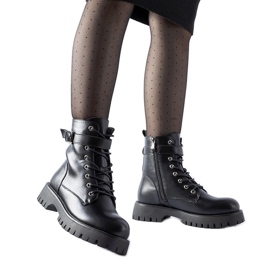 Bottines isolées noires avec boucle décorative Fino