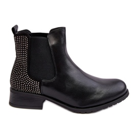 Bottines Chelsea basses pour femme avec décoration, noir Donname