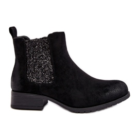 Bottines Chelsea à talons plats pour femme, Noir Sauamia le noir