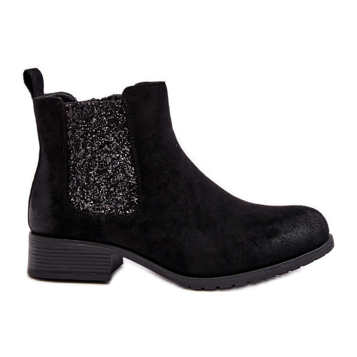 Bottines Chelsea à talons plats pour femme, Noir Sauamia le noir
