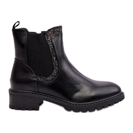 Bottines Chelsea femme à tige basse et talon plat, Noir Kassona