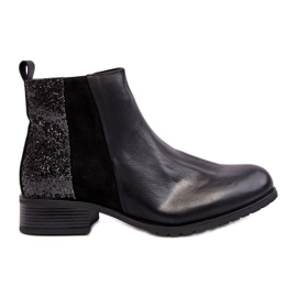 Bottines Chelsea femme à talon plat à paillettes, noir Messio le noir
