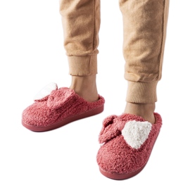 Chaussons chauds rose foncé avec noeud Delfio