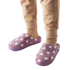 Chaussons chauds violets à pois blancs Chaussons chauds violets à pois blancs