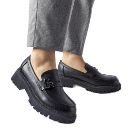 Mocassins classiques noirs avec boucle le noir