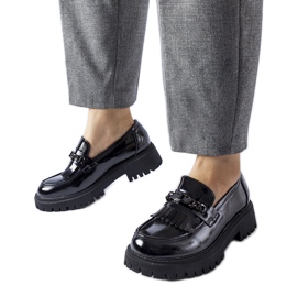 Mocassins vernis noirs avec boucle par Agordina le noir Mocassins vernis noirs avec boucle par Agordina le noir