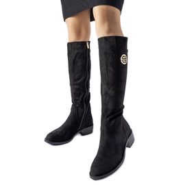Bottes longues et chaudes en éco-suède noires