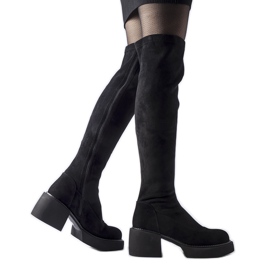 Bottes longues et chaudes en éco-suède noires le noir Bottes longues et chaudes en éco-suède noires le noir