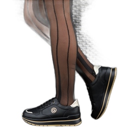 Chaussures en cuir noir avec strass le noir