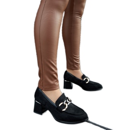 Escarpins noirs avec bloc en éco-daim le noir Escarpins noirs avec bloc en éco-daim le noir