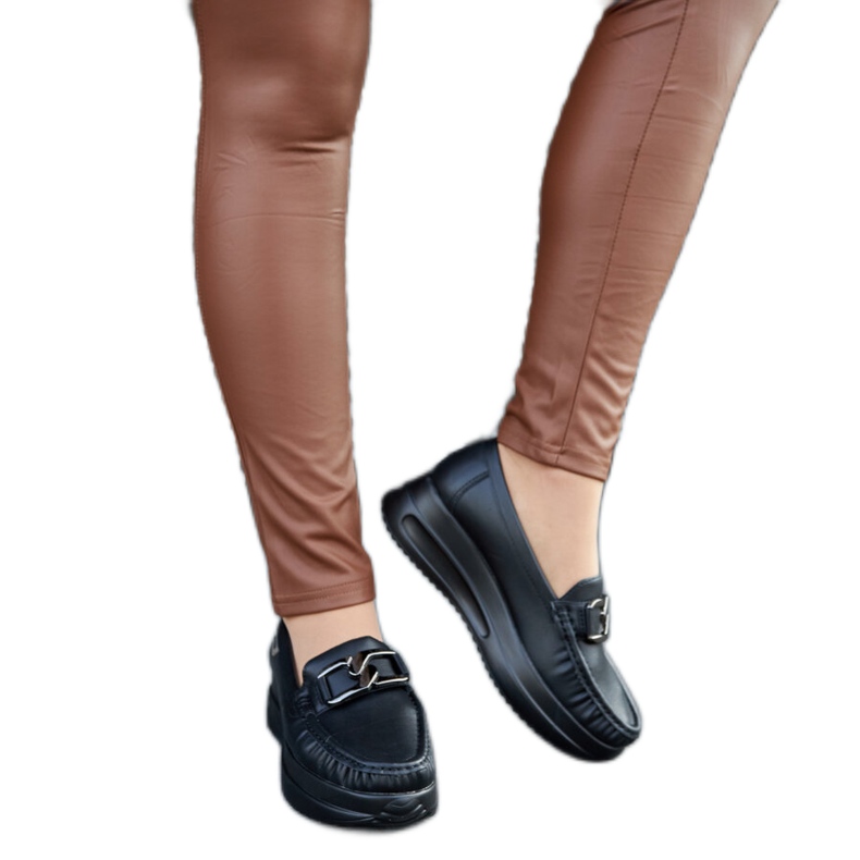 Mocassins compensés noirs avec boucle Vigolo le noir