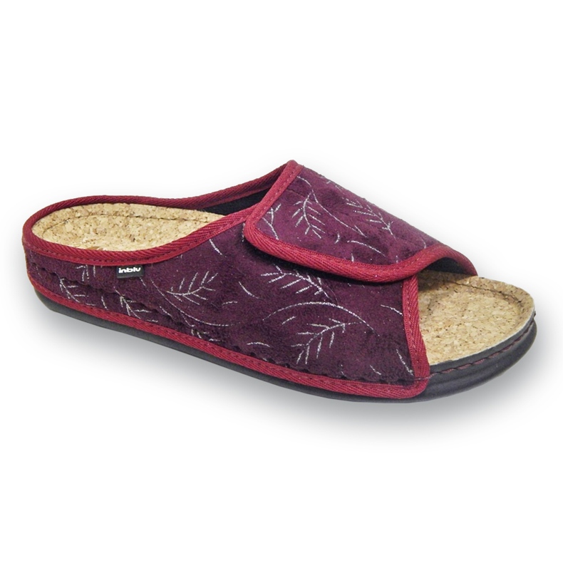 Chaussons femme Inblu avec insert en liège 155D141, bordeaux rouge Chaussons femme Inblu avec insert en liège 155D141, bordeaux rouge