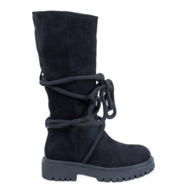 Boots en daim avec cordon Spicer Black noir