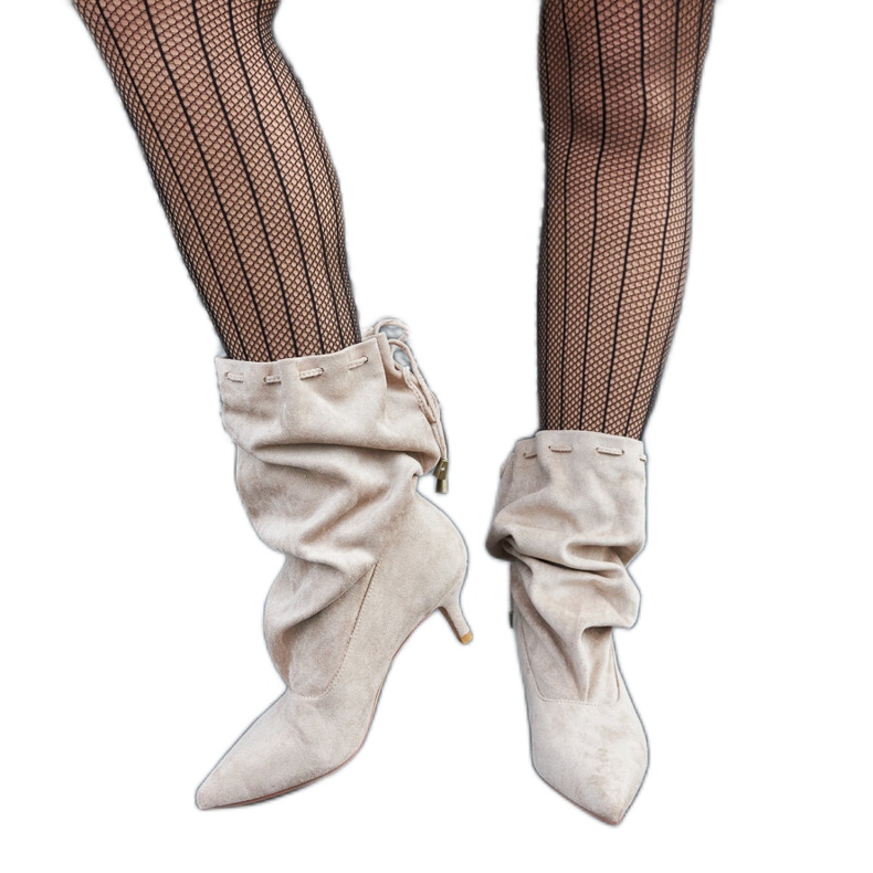 Bottines basses à enfiler en éco-daim en daim beige